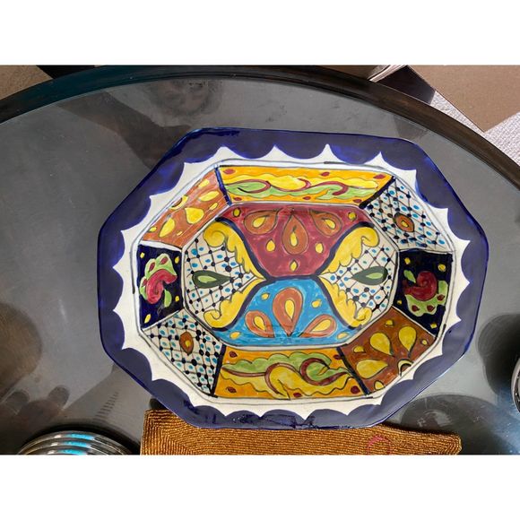 Talavera Rectangular Dish Made in Mexico - Picture 6 of 7